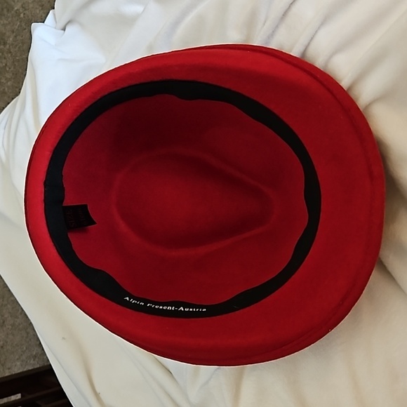 Vintage Traditional Austrian Alpine Red Tyrolean Felt Fedora Oktoberfest Hat - Picture 6 of 8